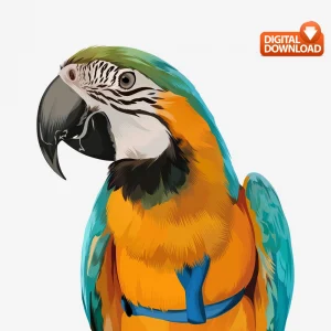 custom parrot portrait - digital painting