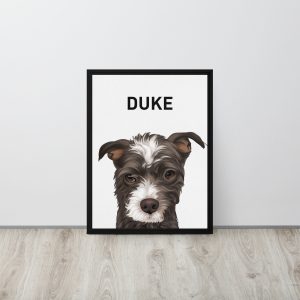 Framed dog portrait - custom pet painting from photo